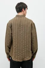 Striped Oversize Shirt Khaki