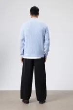 Yarım Balıkçı Yaka Triko Kazak Bebe Mavi