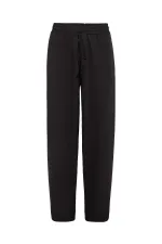 Black Baggy Pants with Elastic Waistband
