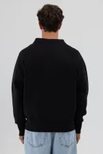 Sweat-shirt oversize à boutons noir