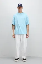 T-shirt basique oversize à col rond turquoise