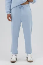 Pantalon de survêtement basique à chevilles élastiquées, bleu clair