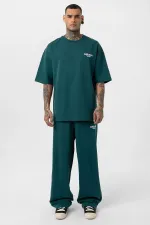 Care About Printed Oversize Tracksuit Set - Black Petrol