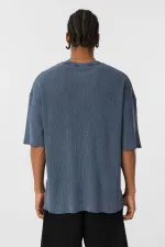 T-shirt oversize en maille délavée indigo