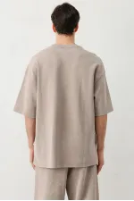 T-shirt oversize délavé à manches courtes, couleur vison.