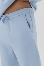 Pantalon de survêtement basique à chevilles élastiquées, bleu clair