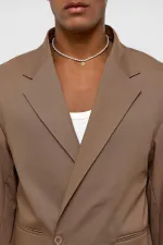 Tek Düğme Oversize Takım Elbise Vizon