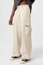 Bel Lastikli Kargo Baggy Pantolon Taş