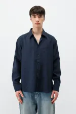 Chemise oversize en modal bleu marine