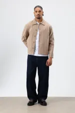 Boxy Fit Gabardin Ceket Vizon