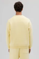 Basic Bisiklet Yaka Oversize Sweatshirt Sarı