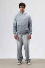 Yıkamalı Oversize Eşofman Takım Gri