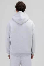 Sweat-shirt à capuche basique oversize zippé chiné