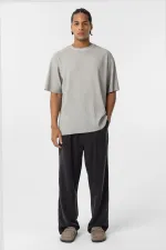 Yıkamalı Ottoman Basic Oversize Tişört Gri