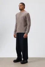 Pull oversize à col rond en maille, couleur vison