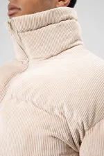 Doudoune oversize en velours couleur pierre