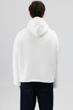 Basic Oversize Seamless Hooded Sweatshirt, Ecru