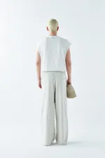 Pantalon de survêtement oversize avec ourlet travaillé et poches latérales, gris glacé