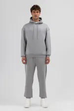 Sweat à capuche basique oversize gris