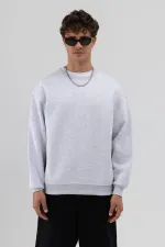 Sweat-shirt basique à col rond oversize chiné