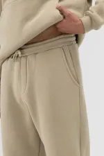 Pantalon de survêtement basique à chevilles élastiquées, kaki