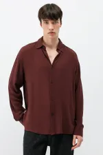 Chemise oversize légèrement texturée bordeaux