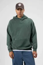 Sweat à capuche oversize à imprimé délavé vert foncé