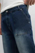 Pocket Detail Baggy Fit Jeans Light Blue