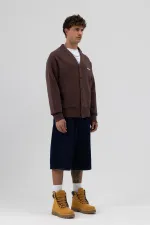 Sweat-shirt oversize à boutons, marron