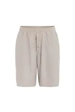 Oversize Modal Kumaş Bermuda Şort Bej