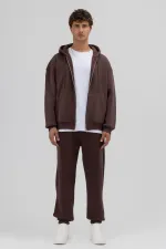 Basic Paça Lastikli Eşofman Alt Kahve