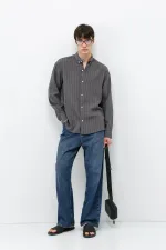 Chemise rayée oversize anthracite