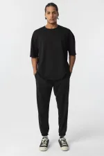 Basic Oversize Paça Lastikli Eşofman Takım Siyah