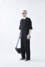 Oversize Basıc Triko Eşofman Takım Siyah