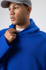 Basic Oversize Seamless Hooded Sweatshirt Navy Blue