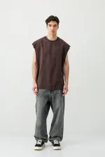 T-shirt basique sans manches café