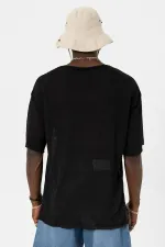 Basic Oversize Örme Triko Tişört Siyah