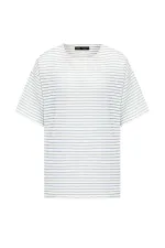 T-shirt rayé oversize en maille bleu ciel