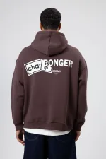 Sweat-shirt oversize imprimé au dos, couleur café