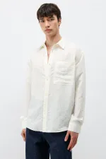 Chemise blanche oversize rayée en modal