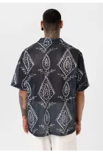 Patterned Corduroy Oversize Shirt Pattern-11