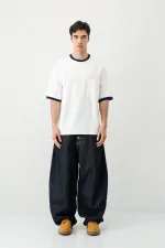 Kısa Kollu Oversize Cepli Tişört Ekru