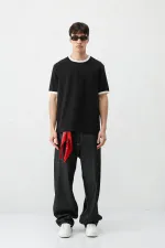 Short-Sleeved Regular Fit T-Shirt, Black