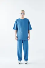 Oversize Basıc Triko Eşofman Takım Mavi Oversize Basıc Triko Eşofman Takım Mavi