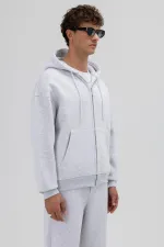 Sweat-shirt à capuche basique oversize zippé chiné