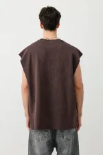 T-shirt basique sans manches café