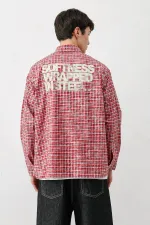 Uzun Kollu Kareli Gömlek Kırmızı