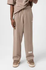 Label Detailed Oversize Modal Fabric Tracksuit Set Mink