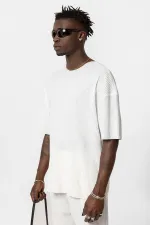 Basic Oversize Bisiklet Yaka Ottoman Takım Beyaz