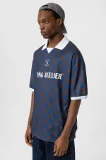 Oversize Polo Yaka Forma Tişört KAHVE/İNDİGO